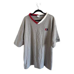 Vintage Walt Disney World XXL Gray Colorblock V-Neck Mickey Embroidered T-Shirt